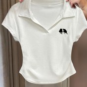 Resim Baskılı Kadınlar için Dar Kesim Polo Gömlek - Rahat Yazlık Üst, Nefes Alabilen Polyester, Esnek Olmayan Kumaş, Makinede Yıkanabilir, Tüm Mevsimler İçin Çok Yönlü Tasarım, Bayan T Şortları 