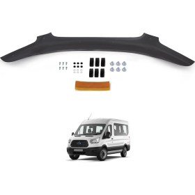 Resim Ford Transit Ön Kaput Koruyucu Rüzgarlık Deflektör Akrilik ABS 4mm Parlak Siyah 2014-2018 