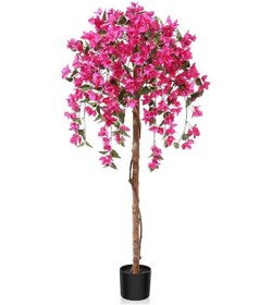 Resim Yapay Ağaç Fuşya Begonvil Ağacı 160cm Doğal Salex Dallı Şemsiye Model 