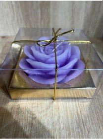 Resim Açılmış Gül Mum Büyük - Mor Mor 