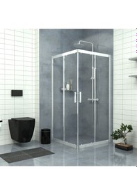 Resim Tekno Duş Silver Vega 6mm Şeffaf Cam Kare Duşakabin Şeffaf 