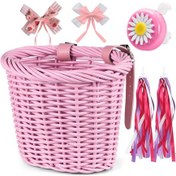 Resim Mufunye Kızlar İçin Çocuk Bisiklet Sepeti Ön Bisiklet Aksesuarları Gidona Bağlanmış Şeritler İle 3-13 Yaş Arası Bisiklet B Çok Renkli 