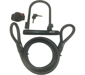 Resim Güçlü Bisiklet Motosiklet Bisiklet ve Motosiklet Kilidi U Kilit 180X245 mm + 15X2000 mm Çelik Halat, 2 Parçalı Kilit 