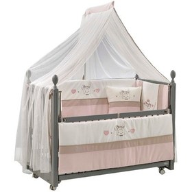 Resim Meltem Kids Kral Sallanır Ahşap Anne Yanı Beşik 60 x 120 CM Gri - Pretty Pembe 