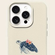 Resim Çiçekli Deniz Kaplumbağası Suluboya Deseni iPhone 16 PRO MAX/14/16 PLUS/15/13 Pro/12/11 İş Anti-Düşme Koruyucu Kılıf Yüksek Estetik 
