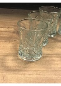 Resim 6 Lı Asya Kahve Yanı Su Bardağı Şeffaf Renk 70279 Altın - Şeffaf 