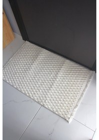 Resim Kaymaz Taban Yumuşak Yüzey Saçaklı Paspas 60 X 90 Ebat Beyaz 