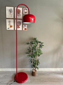 Resim Kırmızı Lambader Modern Dekoratif Metal Oturma Odası Çalışma Odası Zemin Lambası 6940 Kırmızı 