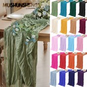 Resim 1 adet Bohem Peynir Bezi Masa Runnerı - Düz Renk Dikdörtgen Masa Runnerı, Düğün Töreni Doğum Günü Parti Kek Masa Dekorasyonu, Romantik Banket Dekorasyonu 