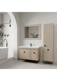 Resim Denko Hana 100 Cm Sahra Banyo Dolabı Takımı Ve Boy Dolabı Beyaz 