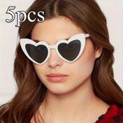 Resim 5 adet Moda Kalp Stili Gözlük - Beyaz Çerçeve Gri Lenslerle, Dayanıklı Plastik, Düğünler, Partiler ve Fotoğraf Aksesuarları için Mükemmel, Erkek ve Kadın Aksesuarları, Düğün Gözlükleri | Şık Gözlükler | Dayanıklı Plastik Gözlükler, Düğün Gözlükleri 