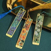 Resim 1 adet Vintage Çiçek Boyama Metal Kitap İşareti, Boş Altın Kaplama Kitap İşareti ile Püskül, Kitap Severler Okuma Grubu Okuyucular Doğum Günü Festivali Yazarlar Kitap Hayranları Öğretmenler Öğrenciler Kırtasiye Hediye için Uygun 