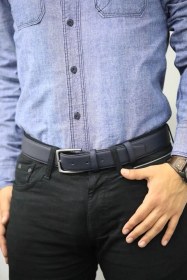 Resim Guard Mat Deri Erkek Kemeri 4 Cm - Lacivert Çok Renkli 