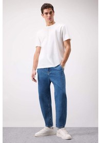 Resim Defacto %100 Pamuk Relaxed Slouchy Fit Rahat Kesim Düz Paça Jean Yıkamalı Pantolon E5387AX25SP Mavi 
