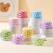 Resim 25'li Renkli Gingham Desenli Folyo Kek Bardakları - Yeniden Kullanılabilir Fırın Güvenli Pişirme Muffin Linerleri Düğünler, Doğum Günleri, Tatiller ve Parti Dekorasyonu için, Muffin Linerleri, Şenlikli Tatlı Aksesuarları, Eğlenceli Mutfak Eşyaları, Kolay Çıkarma Linerleri 