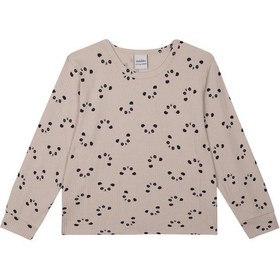 Resim Antebies Bej Panda Desenli Bambu Kumaş Beli Lastikli Uzun Kollu Erkek Çocuk Pijama Takımı Krem 