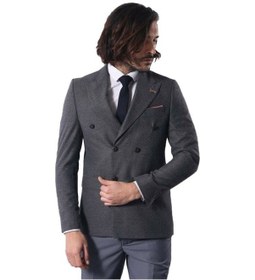 Resim Wessi Kruvaze Slimfit Gri Ceket Siyah 