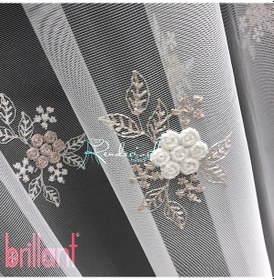 Resim Tül Perde Brillant Tayga Desen Quantum Koleksiyon Ürünü Ekru 