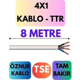Resim Öznur 4x1 Ttr Kablo Metre Seçenekli Beyaz - 8 Metre 