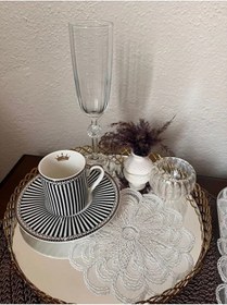 Resim ZESA HOME 6 Lı Kahve Yanı Şık Sunum Güpür Tül Peçeteler 