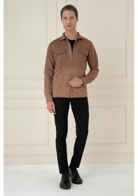 Resim Efor G 1578 Slim Fit Camel Klasik Gömlek Camel 