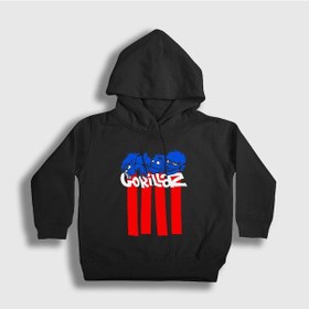 Resim Presmono Unisex Çocuk Blocks Gorillaz Kapüşonlu Sweatshirt Siyah 