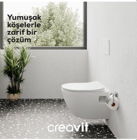 Resim Creavit Terra Thermoplast Yavaş Kapanan Klozet Kapaklı Beyaz Set 
