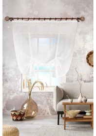 Resim Potlu Keten Tül Perde Ekru Krem 