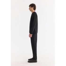 Resim AVVA Erkek Siyah Bisiklet Yaka Pamuklu Kolay Ütülenen Bi-Stretch Regular Fit Sweatshirt A61Y1205 