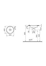 Resim VitrA Metropole Tezgahaltı Lavabo 7532b001-1082 Yuvarlak - 40x40 Cm - Armatür Deliksiz - Su Taşma Delikli - Mat Beyaz 