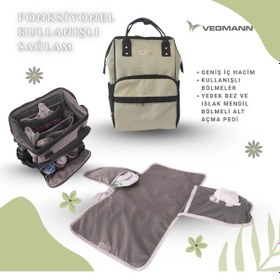 Resim Vegmann Tender Anne Bebek Bakım Sırt Çantası Biberon Termos Gözlü Siyah-gri Siyah-gri Gri - Siyah 