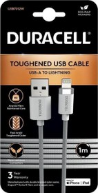 Resim 1m Lightning to USB-A Örgülü Şarj Kablosu - Beyaz Duracell