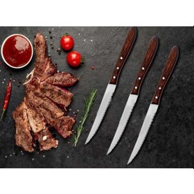 Resim Masse Knıfe Ahşap Saplı Steak Bıçağı 21 Cm 3 Adet 