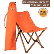 Resim Bag The Joy Ahşap Katlanır Kahverengi İskelet Turuncu Kamp ve Bahçe Sandalyesi 
