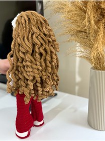 Resim Wanderlust Sevimli Oyun Arkadaşı Örgü Saçlı Etekli El Yapımı Amigurumi Bebek 35cm 