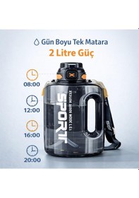 Resim Coofbe 2lt Su Matarası Su Şişesi Pipetli Sızdırmaz Bpa Içermez Emniyet Kilitli Suluk Sporcu Motivasyon Su Matarası Siyah 