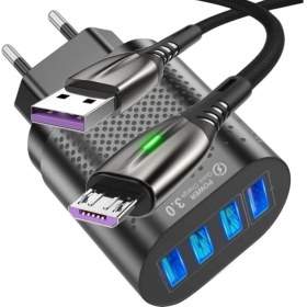 Resim Judas Z5 Çoklu Şarj Adaptörü + J2 Micro Usb 5A/100W Şarj Kablosu -2mt 