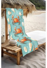 Resim Dijital Baskı Plaj Deniz Havlusu Yengeç Desenli Peştamal Hvl0115 Renkli 