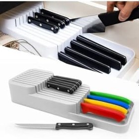 Resim DecoBella Pratik Bıçaklık 2 Sıra 14x39 Cm Bıçak Organizeri Beyaz 