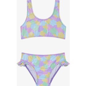 Resim Kız Çocuk Shiny Flower Fırfırlı Halter Yaka Bikini Takımı 