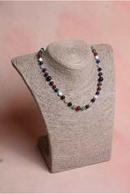 Resim Deniz Doğal Taş Sertifikalı Kız Öğrenci Kolye-aventurin-akik-lapis-havlit-pembe Kuvars-obsidyen-yeşim 