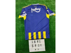 Resim Fen.erbahçe. Arkası Boş Sarı Lacivert Renk Iç Saha Çubuklu 2025/2026 Yeni Sezon Kısa Kol Forma 