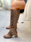 Resim BERFONA FELİPE LEOPAR DERİ 5 CM TOPUKLU DİZALTI ÇİZME 