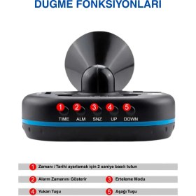 Resim Techmaster Araba Araç Oto Çok Fonksiyonlu Termometre Saat Voltmetre VST7009 