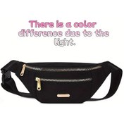 Resim Dream011 Siyah 1 Adet Hafif Crossbody Bel Çantası - Eller Serbest Cep Telefonu Zincir Kayışlı Siyah 