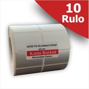 Resim Kalite Barkod 40x30 Silvermat Demirbaş Etiketi | 10 Rulo Barkod Etiketi 