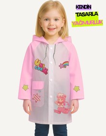 Resim Pembe Kendin Tasarla Kız Çocuk Yağmurluk Pembe 