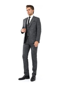 Resim Presto Erkek Yelekli Slimfit Takım Elbise 6 Drop Siyah 788-001 Siyah 