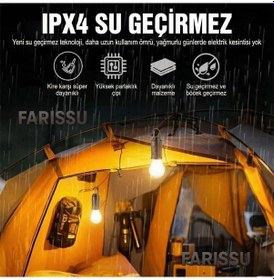 Resim Alaska Usb & Güneş Enerjili Kamp Lambası Askılı, Ipx4 Suya Dayanıklı, 4 Modlu Taşınabilir Led Ampul Siyah 