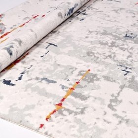 Resim Novah Gri Soyut Modern Geometrik Etnik Eskitme Desenli Boho Makinada Yıkanabilir Hafif Hav Toz Vermez Leke Tutmaz Kaymaz Taban Dijital Makine Baskı Halı Oturma Odası Salon Yolluk Koridor Mutfak Halısı 